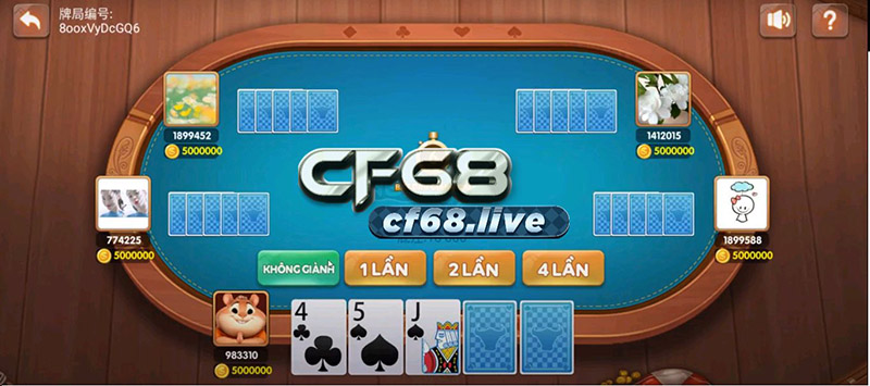 Giao diện bàn chơi Poker Bull Cf68