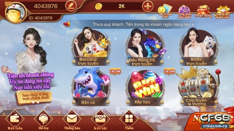 Chơi game bắn cá chất lượng cùng địa chỉ cf68club