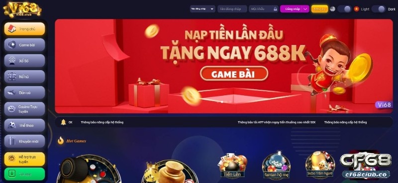 Chơi game vi68club dễ nhận quà, nhận thưởng khủng 