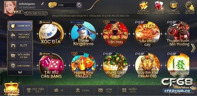 Giao diện game cfun68 khá chuyên nghiệp 